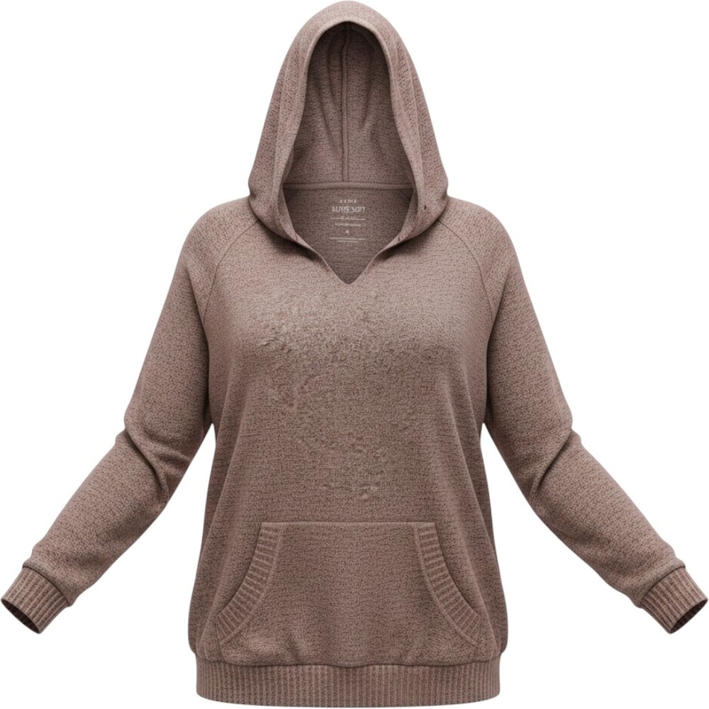 Torrid Super Soft Plush Hoodie Mauve Brown Heathered V-Neck Pullover Size 0 L XL